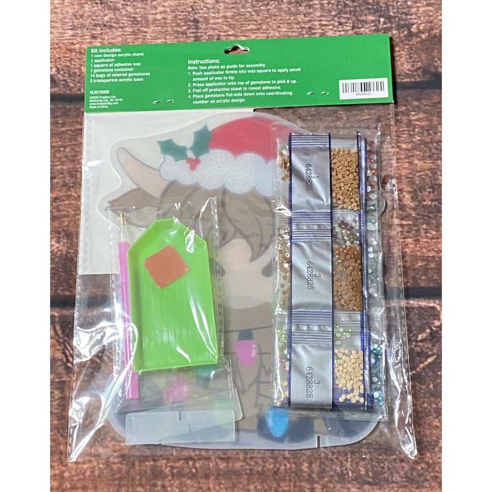Christmas Highland Cow Acrylic Standing Diamond Painting Kit Hobby Lobby New - Picture 2 of 4